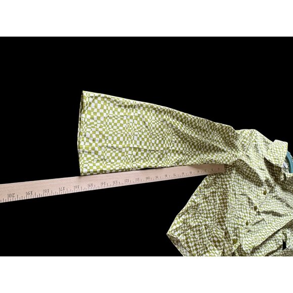 Maison DAmélie XS Green Checkerboard Tie-Front Blouse - Picture 5 of 6